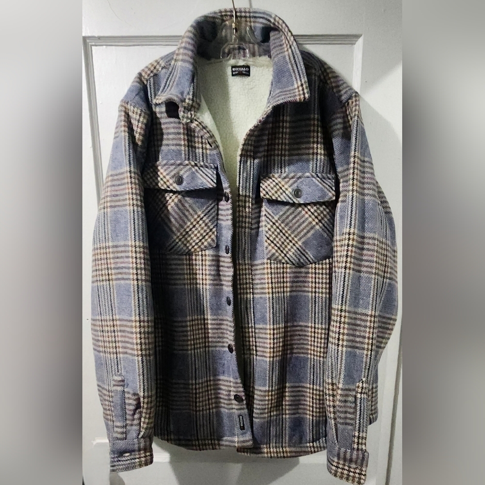 Buffalo David Bitton Plaid Teddy Jacket - Blue and Tan